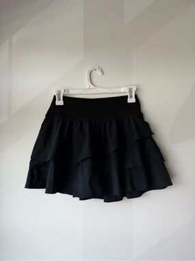 Women's Black Tiered Ruffle Mini Skirt